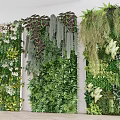 Indoor Living Plant Wall with Diverse Green Plants Hanging Vines and Decorative Flowers
