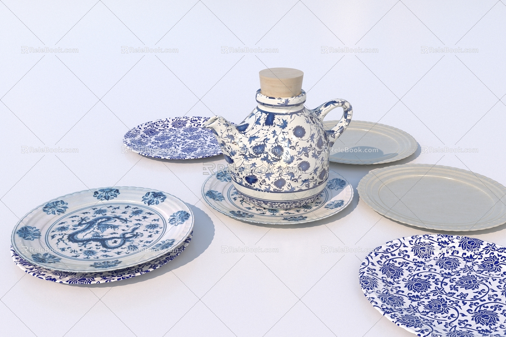 Modern tableware saucer pottery pot 3d model