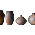 Four Decorative Ceramic Vases With Different Shapes And Gradient Colors On Light Background