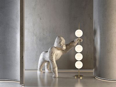 Modern Sculpture Installation Floor Lamp Gorilla Sculpture Floor Lamp Gorilla Decoration Lamp model