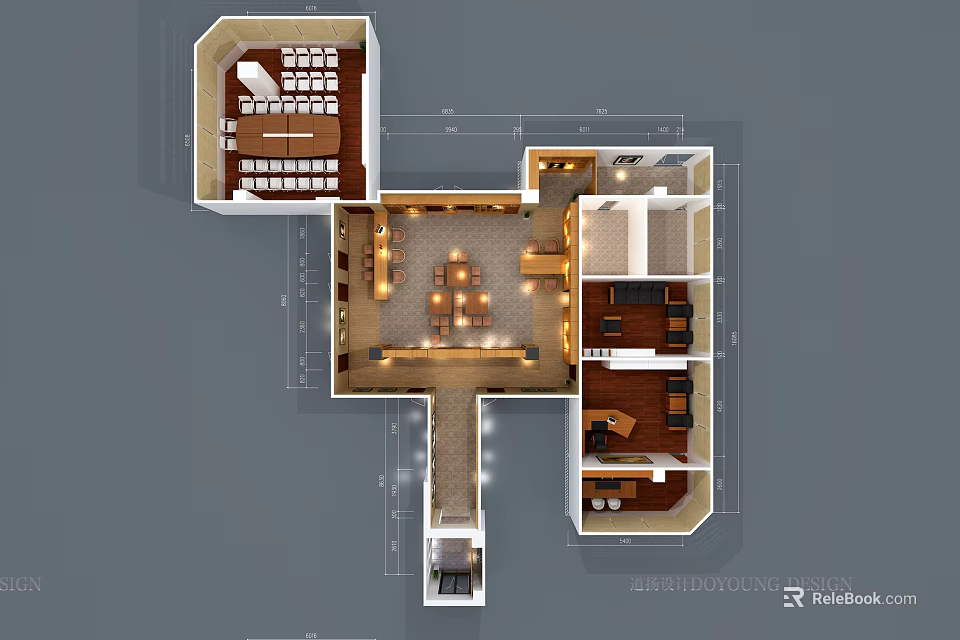 Modern Lounge Area Interior Design With Sofa Seating Open Layout And Floor Plan 3d model