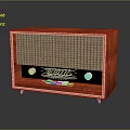 Vintage Radio With Red Wooden Case Mesh Front Panel And Control Knobs 3d model