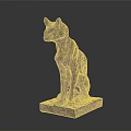 Bronze Animal Sculpture Sitting On Square Base With Detailed Features 3d model
