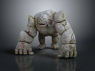 Detailed Stone Giant Character Creature 3D Model With Rocky Texture And Bulky Limbs 3d model