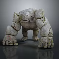 Detailed Stone Giant Character Creature 3D Model With Rocky Texture And Bulky Limbs