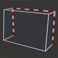 Soccer Goal With White Frame Red And White Striped Posts And Net 3d model