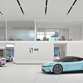 Modern 4S Store Showroom Interior With Sports Cars Display And White Walls Design