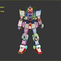 White Blue Red Armored Robot Mecha Character With Standing Pose Detailed Model Figure 3d model