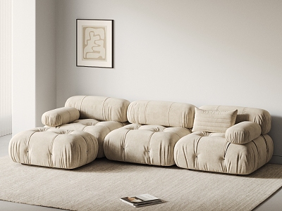 Modern Mario Multiplayer Sofa Mario Sofa Multiplayer Sofa Cream Style Middle Ancient Fabric 3d model