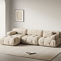 Modern Mario Multiplayer Sofa Mario Sofa Multiplayer Sofa Cream Style Middle Ancient Fabric 3d model