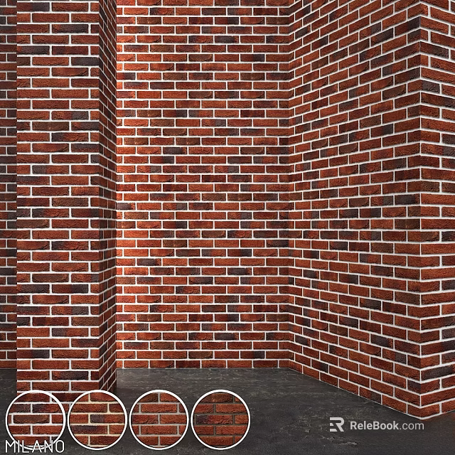 Classic Red Brick Wall Components With Structural Design And Interior Elements 3d model