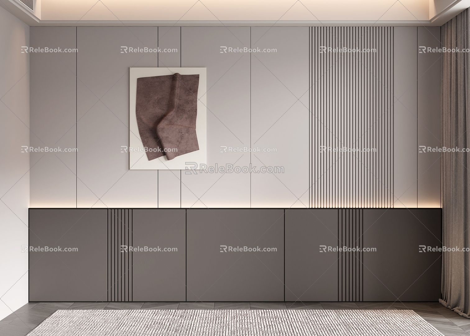 Modern bedside background wall hard package background wall 3d model