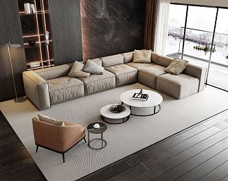 Modern Sofa Coffee Table Combination Tofu Block Sofa Coffee Table Combination 3d model