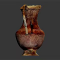 Elegant Red And Gold Textured Wine Pitcher With Handle On Gray Background 3d model