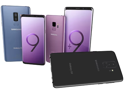 Samsung Galaxy S9 Smartphones In Multiple Colors With Front And Back Design 3d model