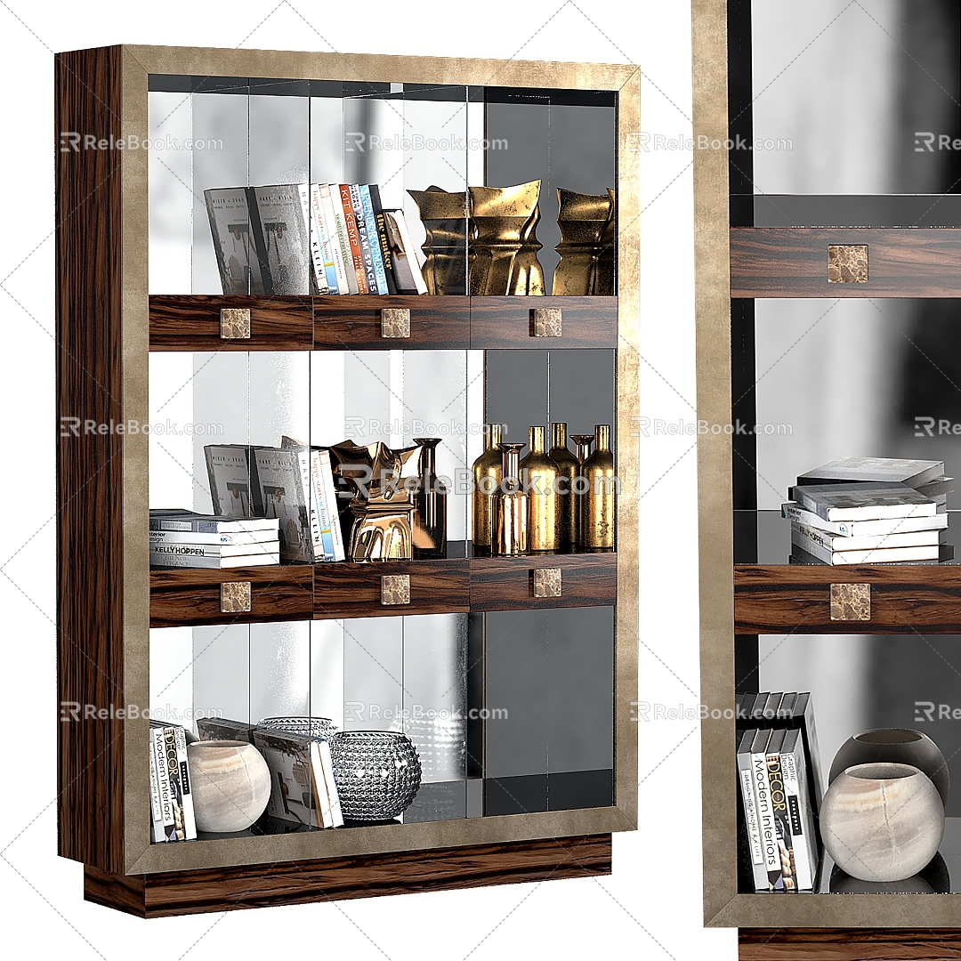 Light Luxury Bookshelf Storage Rack Decorative Display Cabinet model