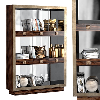 Light Luxury Bookshelf Storage Rack Decorative Display Cabinet 3d model