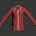 Red Long Sleeve Shirt with Pink Collar and Cuffs Minimalist Design Front View