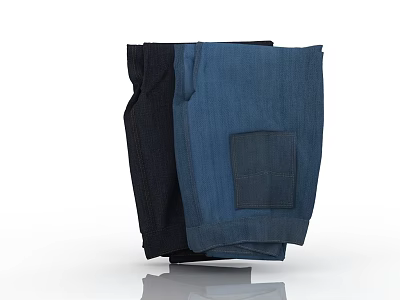 Classic Stylish Dark Blue And Black Casual Jeans With Functional Pockets 3d model
