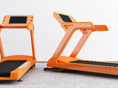 Orange Modern Treadmills With Digital Screens And Stylish Design For Sports Equipment 3d model