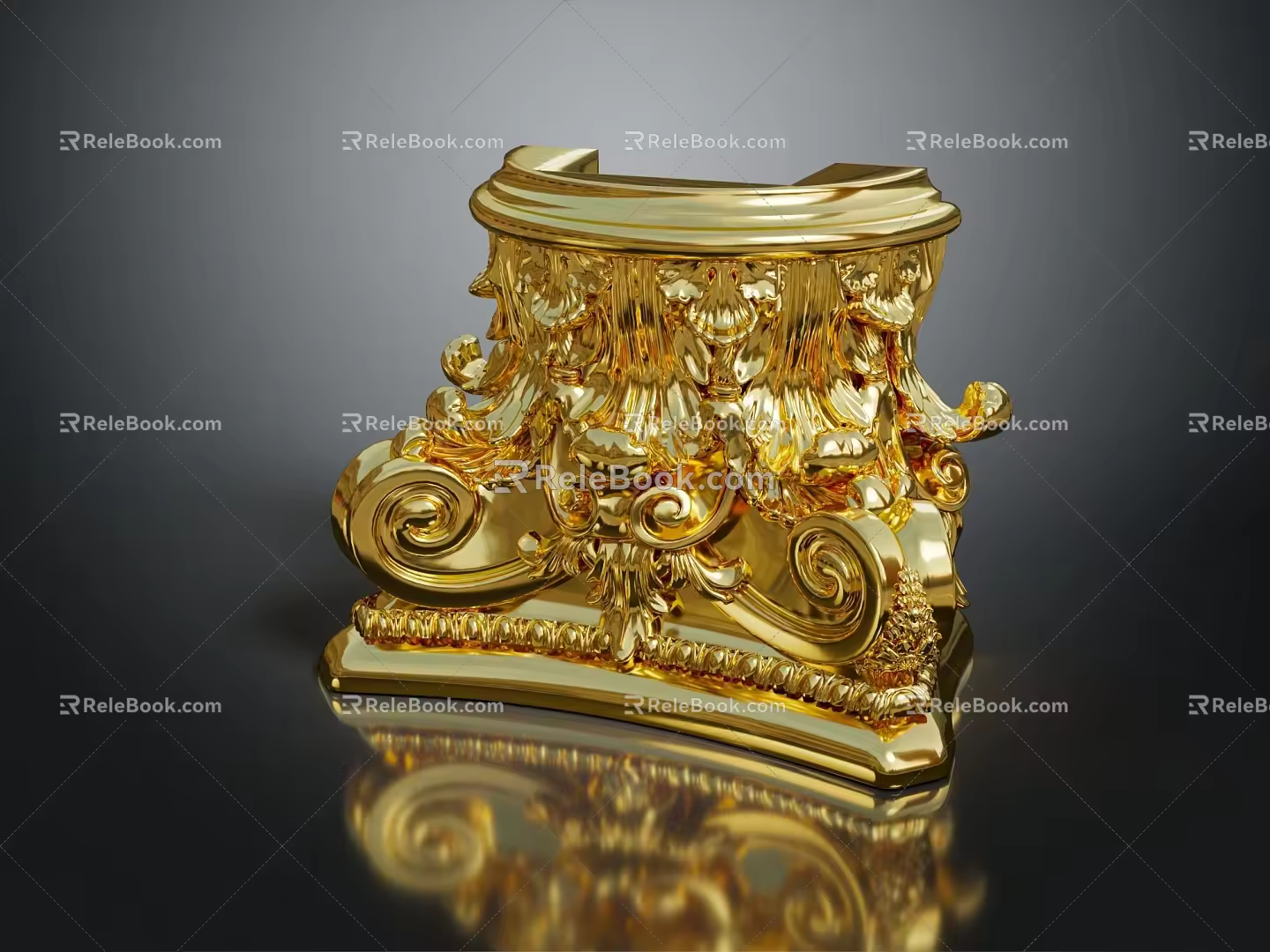 European-style stigma carved column gold column bottom 3d model