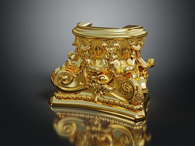 European-style stigma carved column gold column bottom 3d model