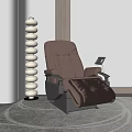Brown Luxurious Massage Chair With Modern Design And Decorative Lamp In Interior