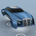 Futuristic Blue Concept Car With Streamlined Body Black Roof And Circular Markings