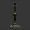 Vintage Brass Candlestick With Intricate Carved Details And Elegant Decorative Base Design