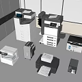 Modern Office Space Featuring Essential Office Appliances Multifunctional Printers And Copiers 3d model