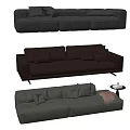 Modern Gray Leather Sectional Sofa With Plush Cushions And Side Table 3d model