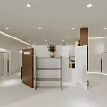 Modern Clothing Store Interior With White Space Wooden Shelves Potted Plant And Hanging Clothes