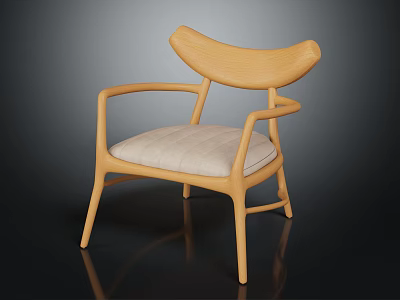 Modern Accent Chair with Wooden Frame Curved Backrest Armrests and Padded Light Cushion 3d model