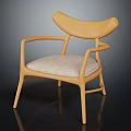 Modern Accent Chair with Wooden Frame Curved Backrest Armrests and Padded Light Cushion