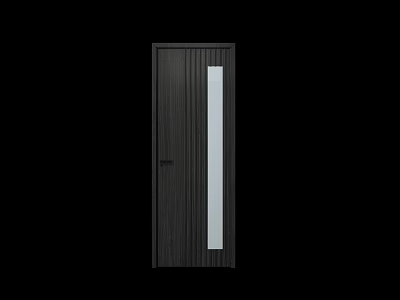 Modern Dark Wooden Swing Door With Vertical Glass Panel for Interior Design 3d model