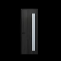 Modern Dark Wooden Swing Door With Vertical Glass Panel for Interior Design