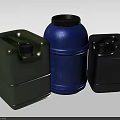 Green Blue Black Plastic Laundry Containers Square Cylindrical Design For Household Washing Supplies
