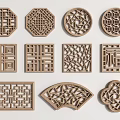 Pane Hollow Window Hollow Window Square Lattice Antique Window Wood Carved Flower Window Round Window 3d model