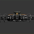 Futuristic Sci Fi Spaceship 3D Model With Orange Gray Armor And Spiked Design