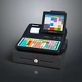 Modern Commercial POS System with Colorful Keypad Display Receipt Printer and Cash Drawer