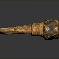Ancient Golden Spiral Weapon With Ornate Design And Intricate Carvings