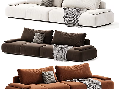 Sectional Sofa In Various Colors With Pillows And Throw Blanket For Interior Design 3d model
