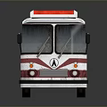 Red And White City Bus With Red Roof Section Body Stripes And Side Windows