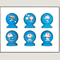 Decorative Ornament Set with Six Blue Doraemon Figures Different Poses and Bases