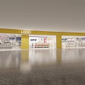 Bright Mall Store With Neatly Arranged Shelves And Various Food Products