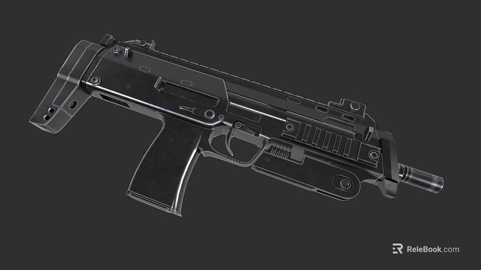 Modern Black Assault Rifle With Tactical Design And Metallic Body Features 3d model 