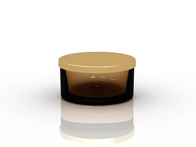 Modern Decorative Ornament Set With Golden Round Lid And Black Base 3d model