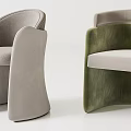 Modern Leisure Chairs With Curved Backrest Gray Green Velvet Upholstery Shown In Multiple Angles