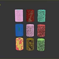 Wood and Stone Cylindrical Objects with Various Textures and Colors Arranged in Three Rows