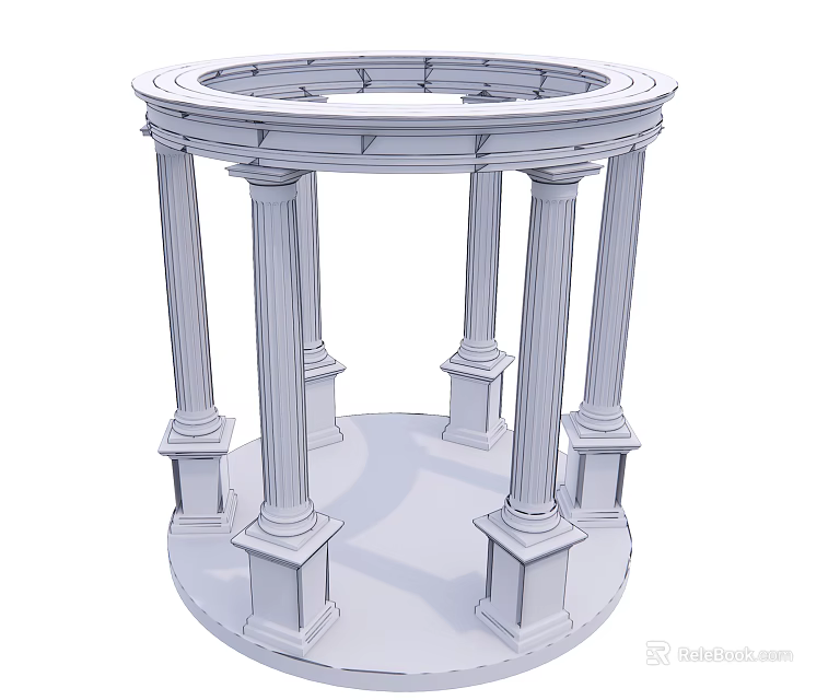 Classical Circular Architectural Structure With Multiple Columns And Detailed Pedestals 3d model